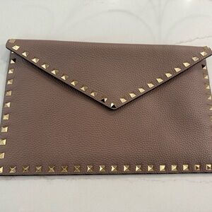 Valentino Taupe Studded Clutch NWOB